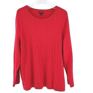 3X Talbots Plus Red Cable Knit Long Sleeve Sweater Designer Classic Quiet Luxury